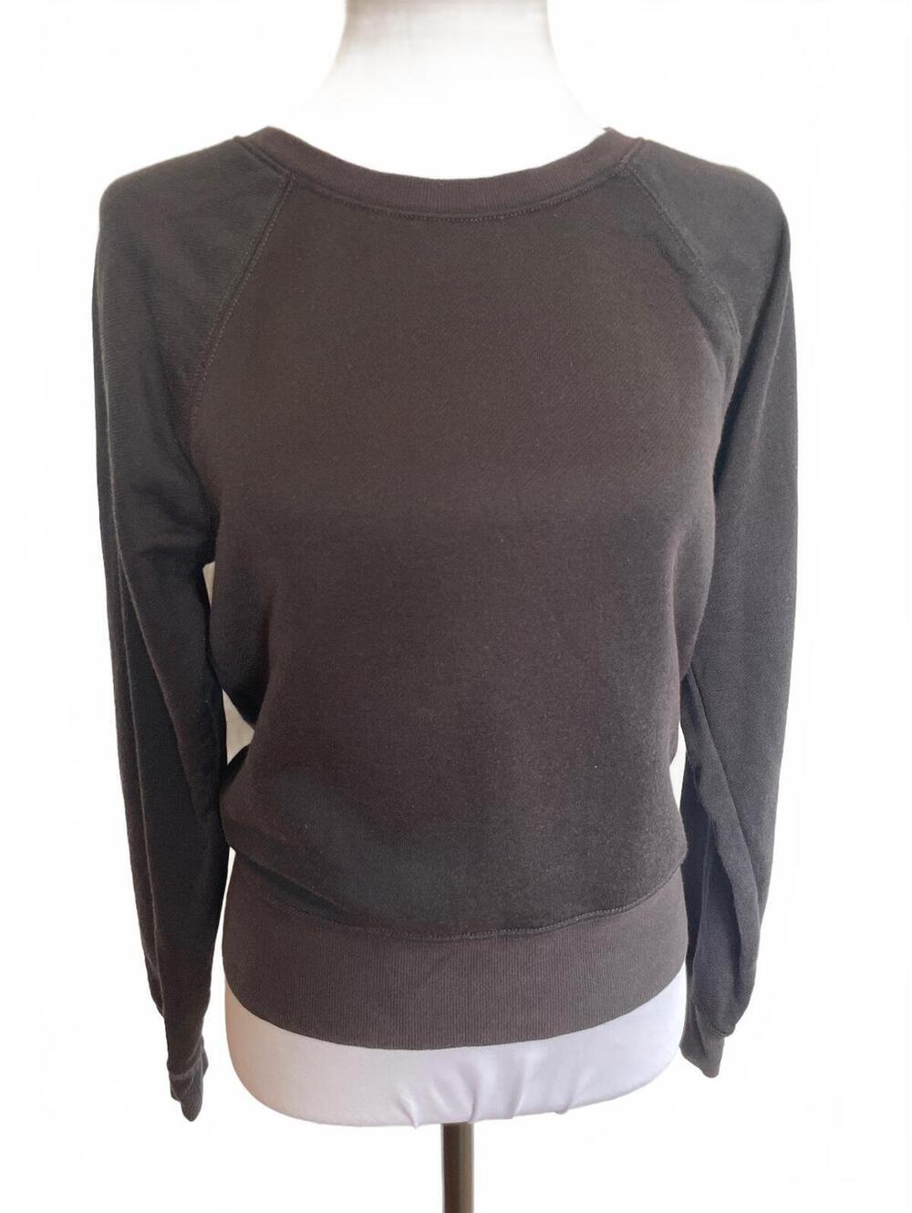 James Perse Black Raglan Sweatshirt 2 M 90s Minimalist West Coast Elevated Basic
